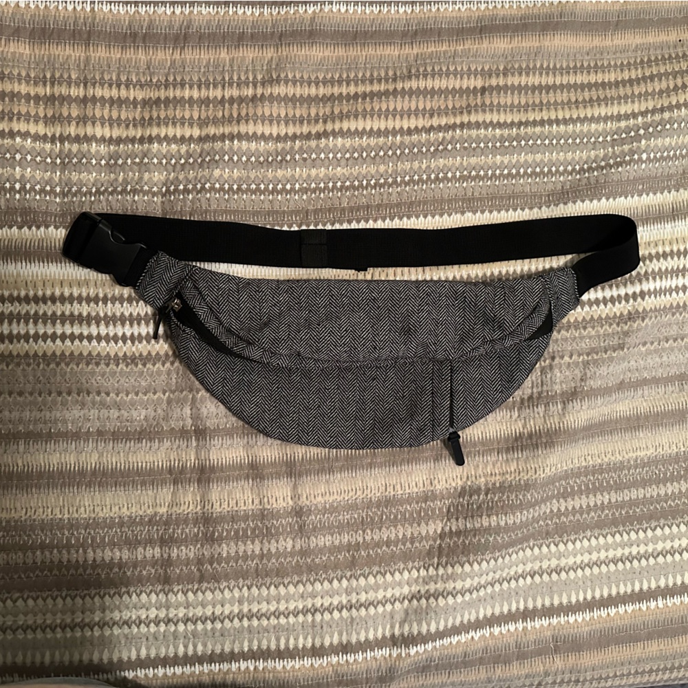 Bespoke Black Herringbone Belt Bag